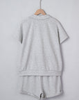 Collared V-Neck Tee & Drawstring Shorts Set