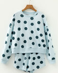 Polka Dot Pullover and Drawstring Shorts Set