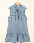 Clare Sleeveless Ruffled Chambray Dress