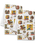 Vintage Cowgirl Collage Dish Towels Set of 2 Made in America