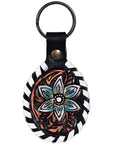 Hand Tooled Leather Key Chain Ring Handcraft Handmade Hilason