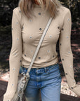Genesis Embroidered Detail Ribbed Long Sleeve Top