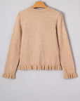 Yamileth Oatmeal Ruffle Trim Sweater
