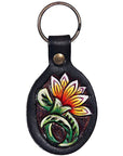 Hand Tooled Leather Key Chain Ring Handcraft Handmade Hilason