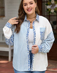 Livia Striped Patchwork Casual PLUS Shirt