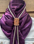 35X35" Solid Plum Wild Rag / Scarf - Leather Slide and Bolo Tie