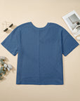 Plus Size Rhombus Pointelle Knit V-Neck Top