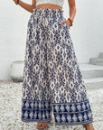 Boho Smocked High Waist Wide Leg Pants