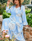 Plus Size Floral V-Neck Tiered Maxi Dress