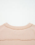 Solid Corded Knit Long Sleeve Top