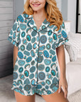 Baha Ranch Turquoise Crazy Satin Ruffle Western Pajama Set