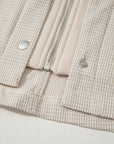Textured Knit Pocketed Drawstring Hooded Jacket