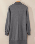 Solid Ribbed Patchwork Pocketed Sweatshirt Dress