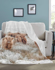 Highland Cow Throw Blanket Ultra-Soft Micro Fleece Blanket 60" x 80" Made in America