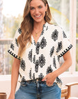 Paris Short Sleeve V Neck Blouse