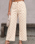 Polka Dot Patch Pocket Wide Leg Pants