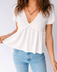 Lilliana Bubble Sleeve Peplum Top