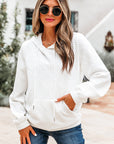 Cable Lattice Textured Kangaroo Pocket Hoodie