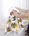 Vintage Cowboy Collage Dish Towel Set of 2 Made in America