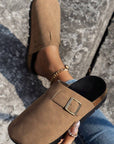 Ariyah Suede Buckle Detail Slippers