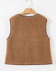 Contrast Trim Sherpa Tie-Front Vest