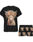 Highland Calf Women's Western Top and Short Pajama Set