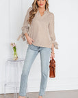 Blair Tied Cuffs Seersucker Blouse
