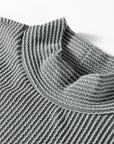 Corded Knit Mock Neck Tee and Pant Set