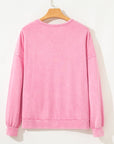 Bonbon Waffle Bowknot Patchwork Graphic Mineral Wash Plus Size Sweatshirt