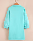 Bow Collared 3/4 Sleeve Side Pocket Mini Dress