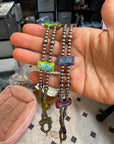 Green/Blue Double Strand Necklace – 13” Beaded – Sterling Silver Pearls & Rectangle Variscite Turquoise
