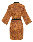 Tooled Leather Print Women's Lounge Kimono Robe