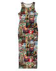 Baha Ranch Colores De Mexico Destination Mexico Sleeveless Bodycon Side Slit Long Dress