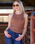 RIBBED ALL-IN-ONE TANK | MOCHA