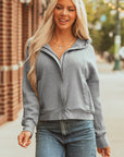 Kayla Waffle Zip Up Hooded Jacket