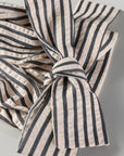 Stripe Knotted Cuff 3/4 Sleeve V-Neck Blouse