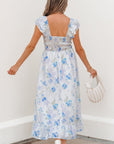 Josephine Floral Smocked High Waist Sleeveless Long Dress
