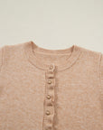 Yamileth Oatmeal Ruffle Trim Sweater
