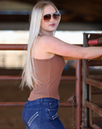 RIBBED ALL-IN-ONE TANK | MOCHA