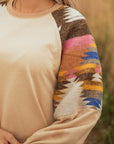 Logan Aztec Patchwork Raglan Pullover Sweatshirt