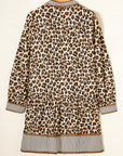 Leopard Stripe Trim V-Neck Mini Dress