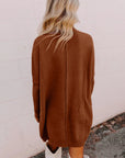Solid Ribbed Mock Neck Sweater Dress