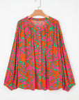Floral Batwing Sleeve Button-Up Shirt