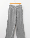 Stripe Pocketed Elastic High Waist Pants