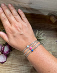 Small Opal Cuff Bracelet – Choice of Pink, Blue, or White – Sterling Silver