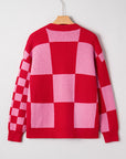 Plaid Button-Front Sweater Cardigan