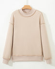 Solid Mock Neck Drop Shoulder Oversize Sweatshirt