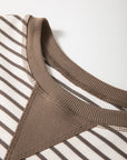 Stripe Contrast Detail Ruffle Short Sleeve Top
