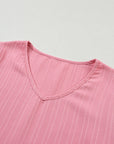 Capri Ruffled Half Sleeve V Neck Textured Top.