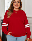 Plus Size Varsity Stripe Crew Neck Sweatshirt